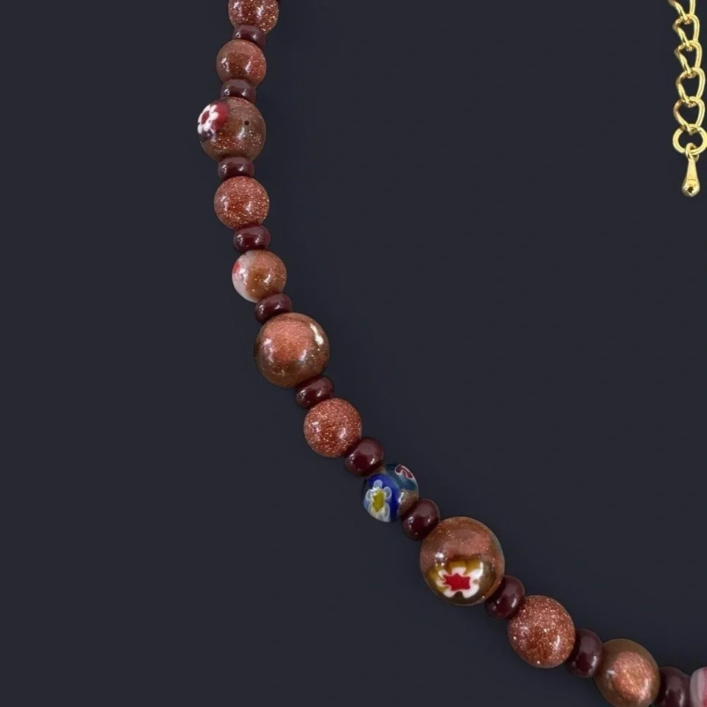 Millefiori Goldstone Bead Necklace